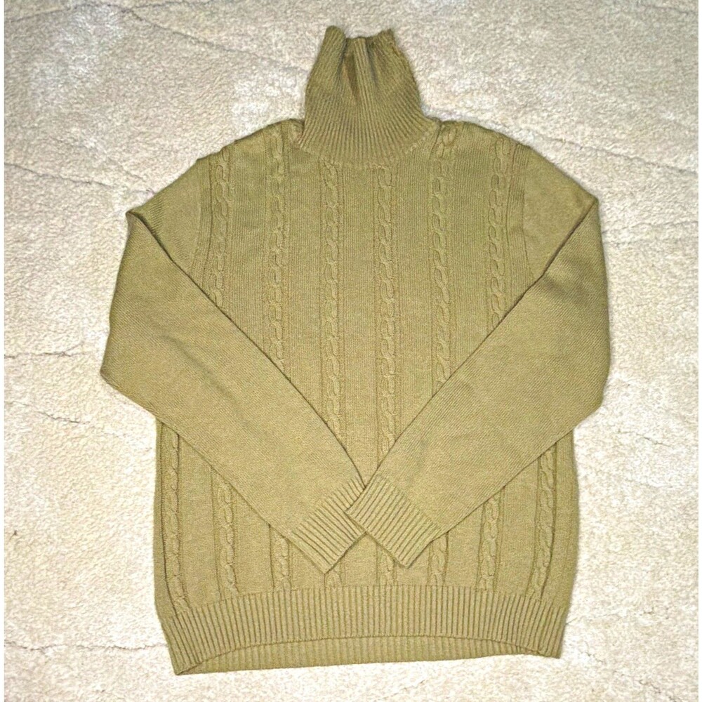Kingsport Womens Cable Knit Turtleneck Pullover Sweater Long Sleeve Beige L